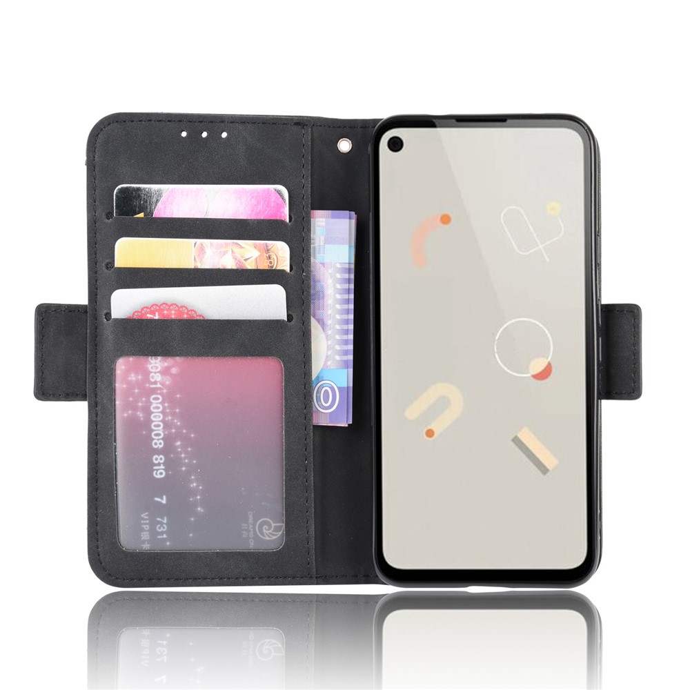 Multiple Card Slots Leather Wallet Stand Shell for Google Pixel 4A - Black-5