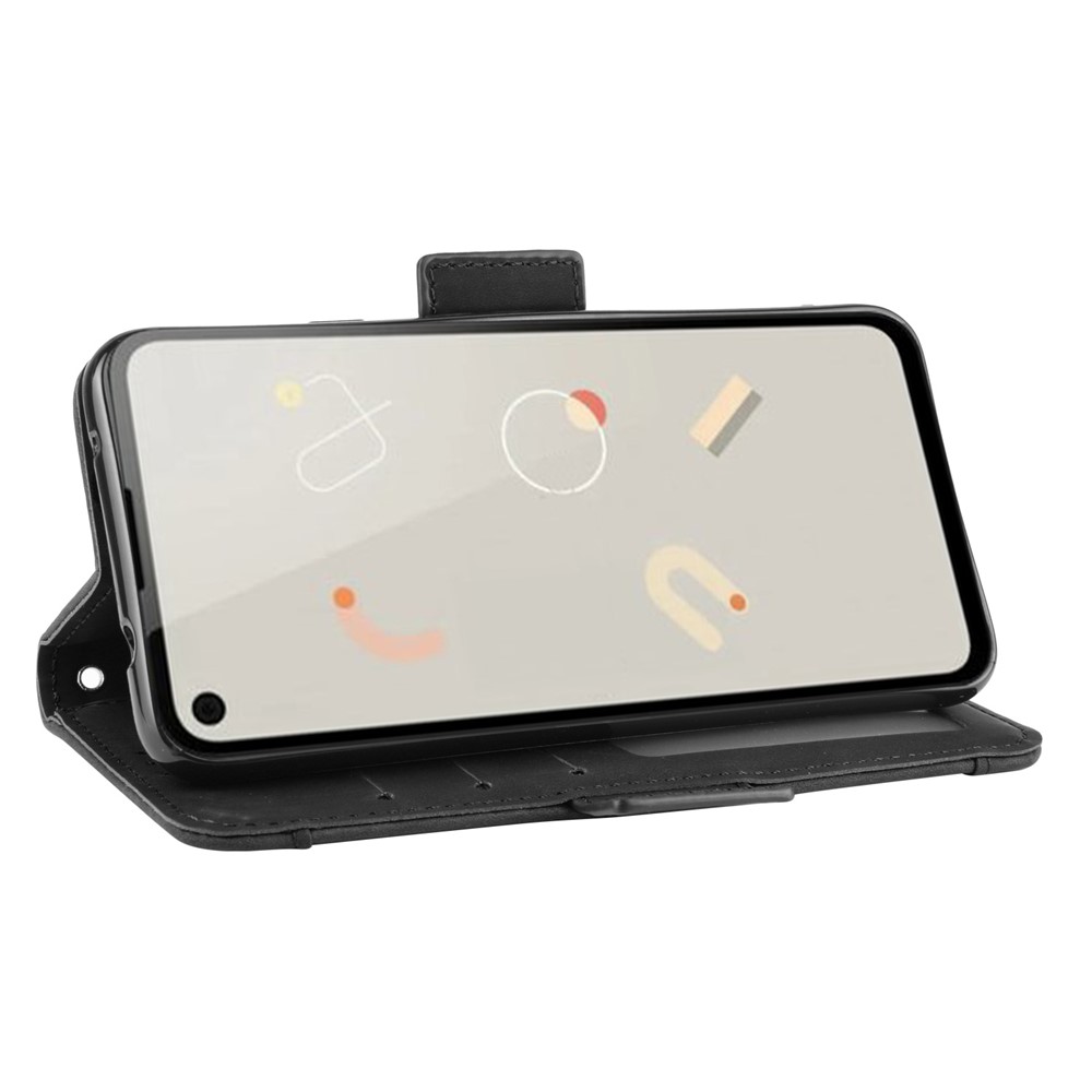 Multiple Card Slots Leather Wallet Stand Shell for Google Pixel 4A - Black-6