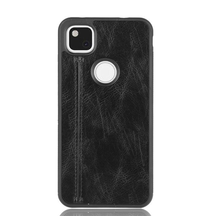 PU Leather Coated PC + TPU Cell Phone Cover for Google Pixel 4a - Black-3