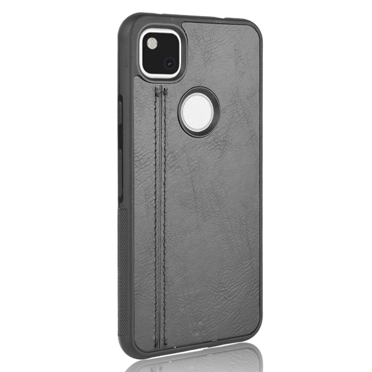 PU Leather Coated PC + TPU Cell Phone Cover for Google Pixel 4a - Black-4