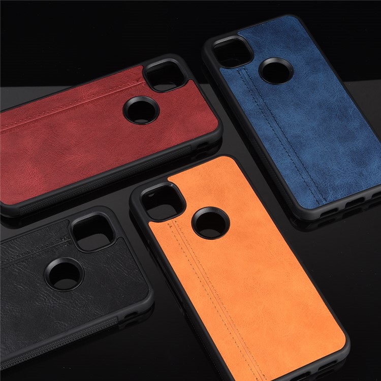 PU Leather Coated PC + TPU Cell Phone Cover for Google Pixel 4a - Black-8