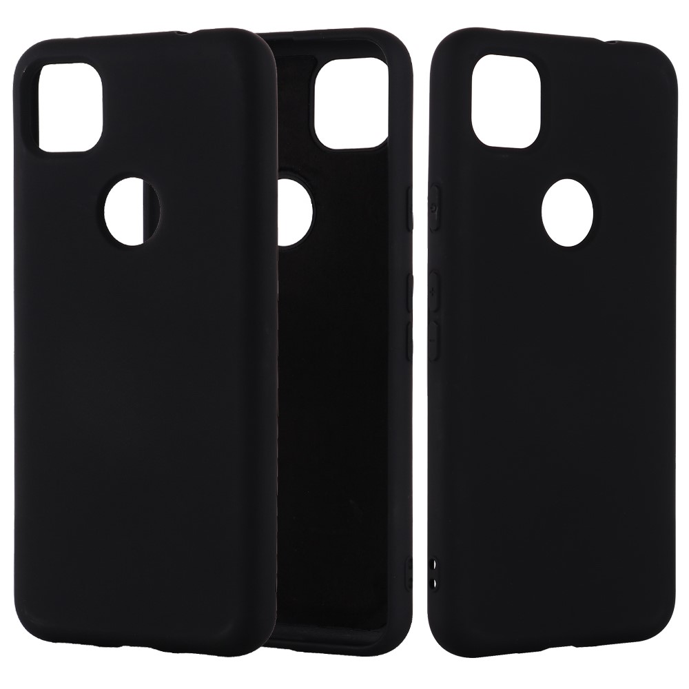 Soft Liquid Silicone Mobile Phone Case for Google Pixel 4a - Black-2