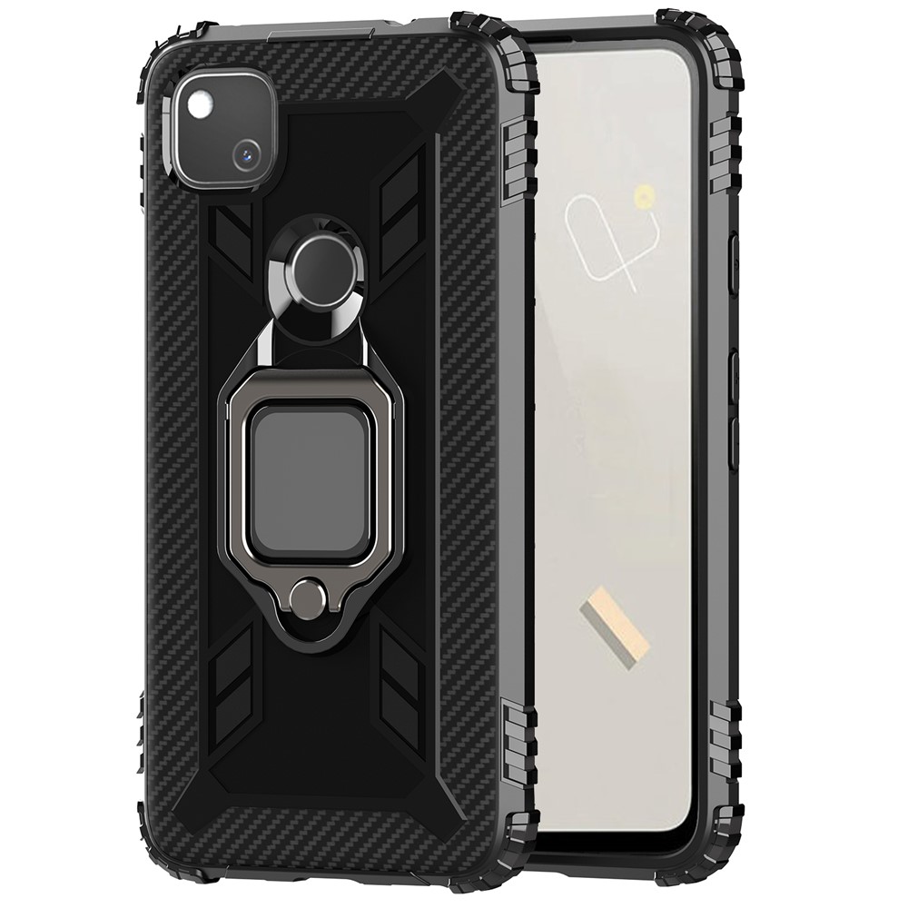 Dinger Ring Kickstand TPU Case de Teléfono Móvil Protective Protective Para Google Pixel 4a - Negro