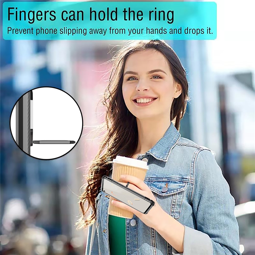 Fingerring Kickstand TPU -hülle Mobiltelefon Schutzschale Für Google Pixel 4a - Schwarz-6