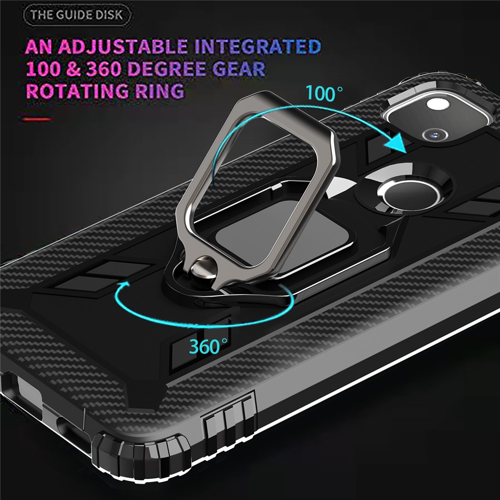 Fingerring Kickstand TPU -hülle Mobiltelefon Schutzschale Für Google Pixel 4a - Schwarz