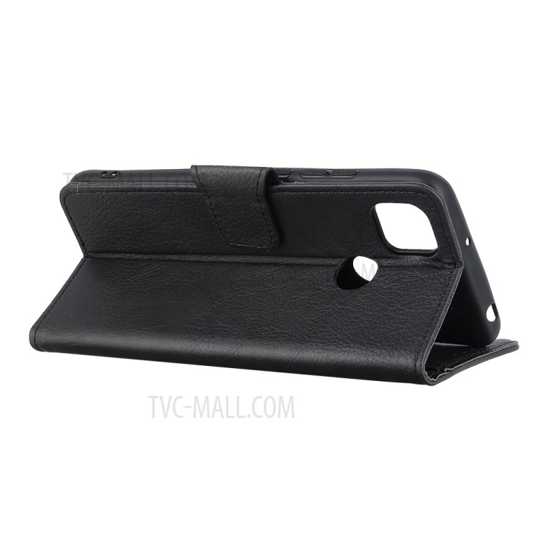 Litchi Skin Leather Wallet Stand Case for Google Pixel 5 - Black-4
