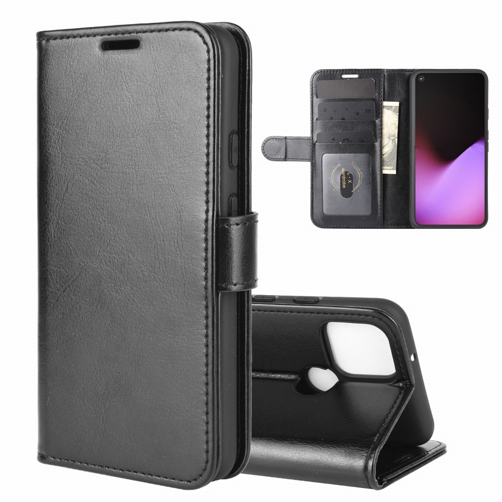 Crazy Horse Wallet Shell Shell Stand Leather Téléphone Mobile Phone Pour Google Pixel 4a 5g / Pixel 5xl - le Noir