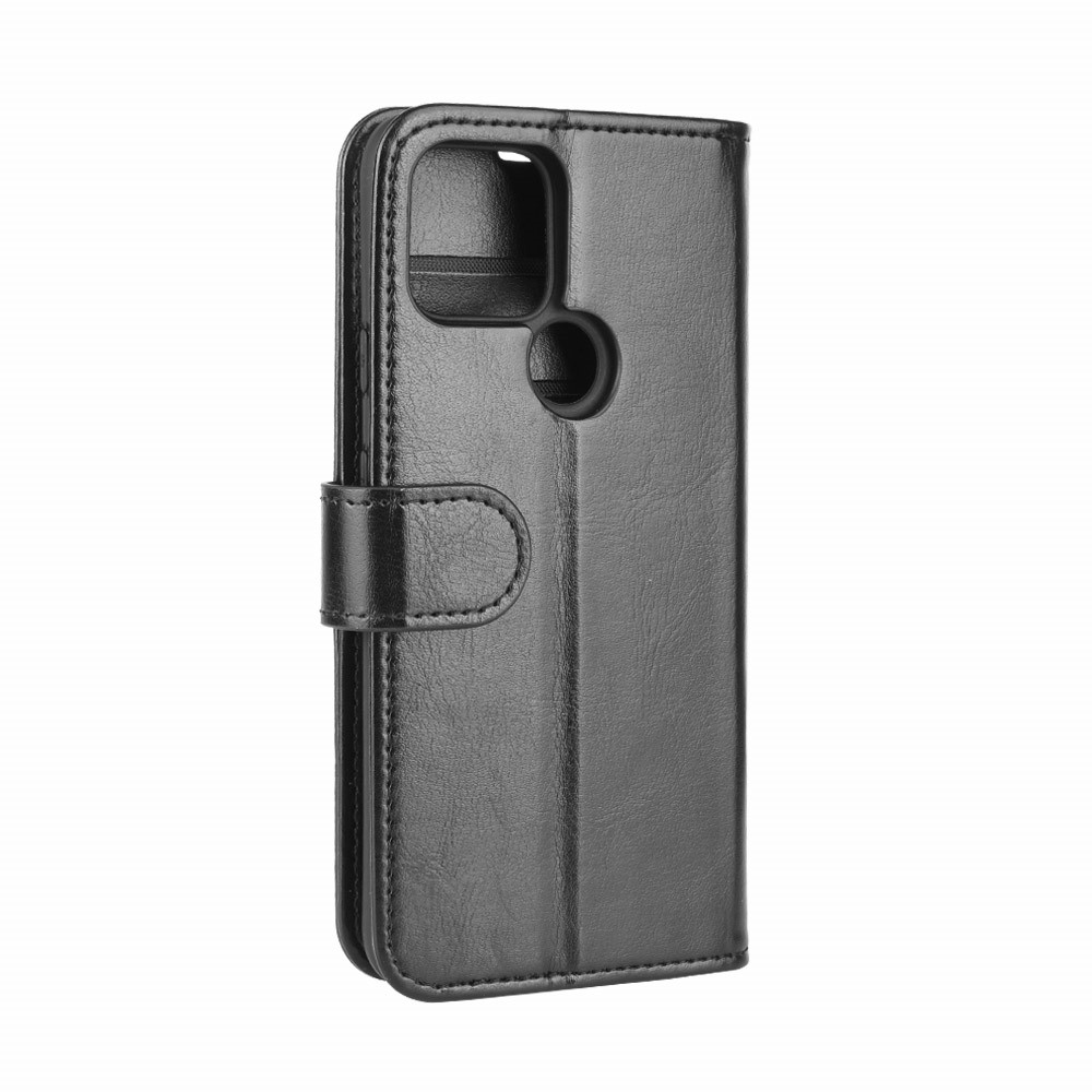 Crazy Horse Wallet Shell Stand Cover Cubierta de Teléfono Móvil Para Google Pixel 4a 5G/Pixel 5XL - Negro