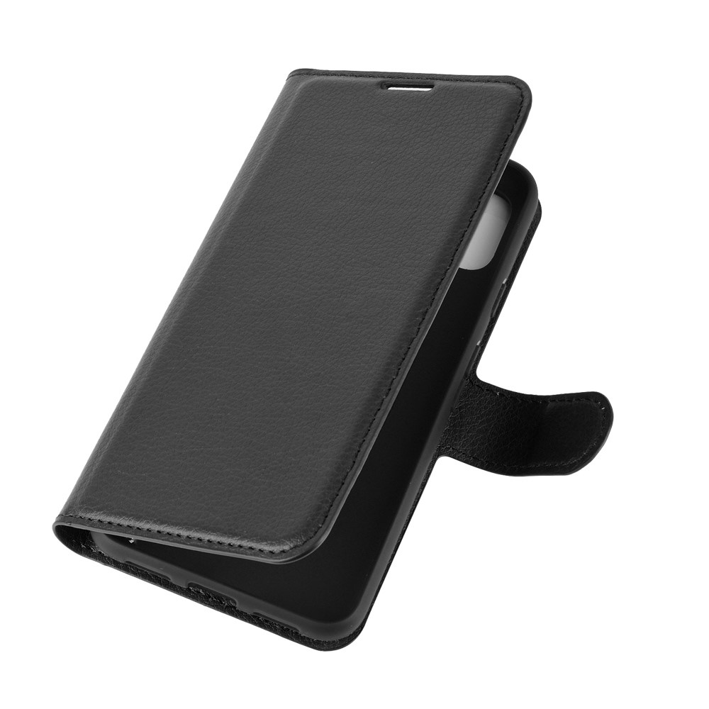 Litchi Surface Unique Shell Leather Case with Stand for Google Pixel 4a 5G/Pixel 5XL - Black-2