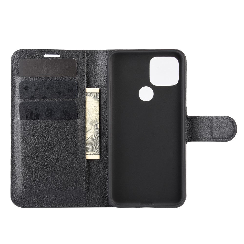 Litchi Surface Unique Shell Leather Case with Stand for Google Pixel 4a 5G/Pixel 5XL - Black-3