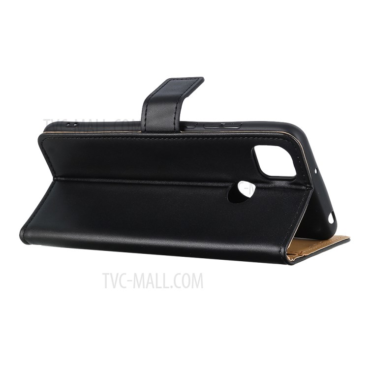 Leather Stand Case with Card Slots for Google Pixel 5 XL - Black-4