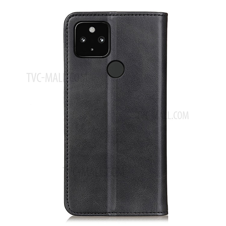 Auto-absorbed Split Leather Wallet Case for Google Pixel 5 XL - Black-3