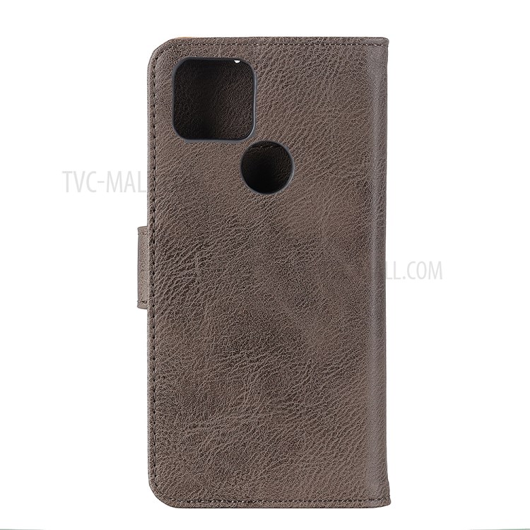 KHAZNEH Leather Wallet Case for Google Pixel 5 XL - Grey-2