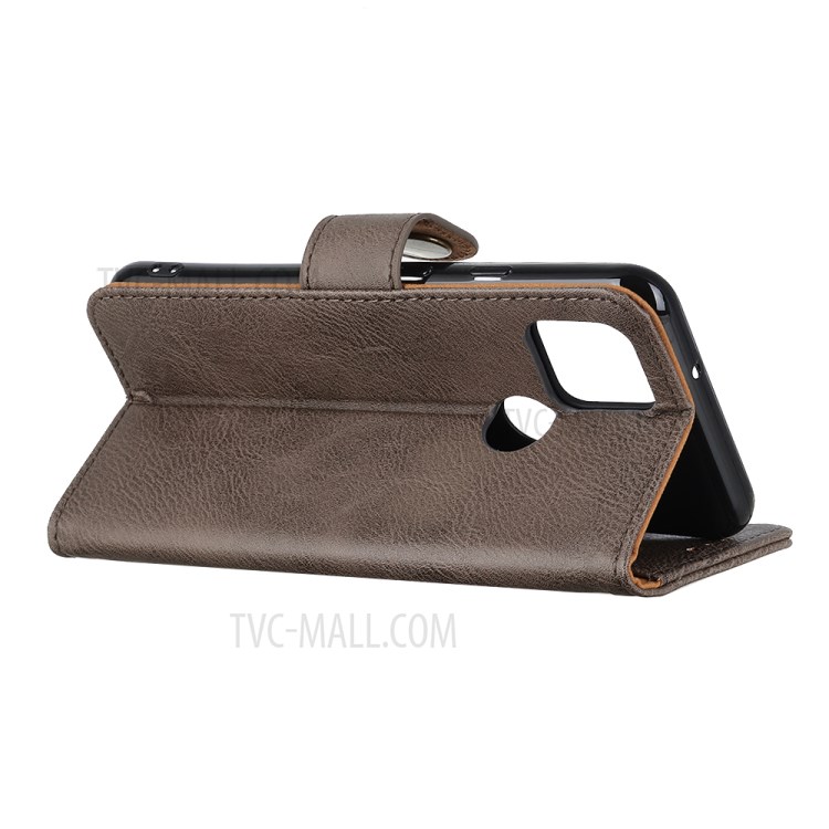 KHAZNEH Leather Wallet Case for Google Pixel 5 XL - Grey-3