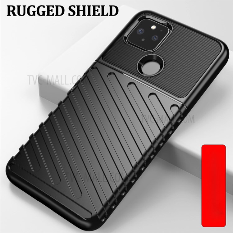 Thunder Series Twill Texture TPU Mobile Phone Shell for Google Pixel 5 XL - Black-2