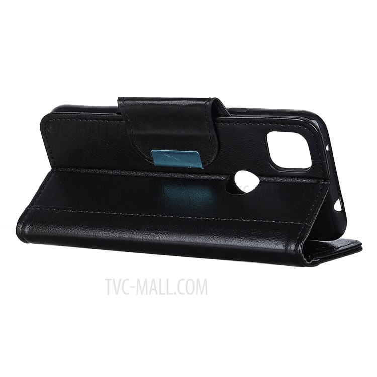 Textured PU Leather Wallet Stand Cell Phone Shell for Google Pixel 5 - Black-4