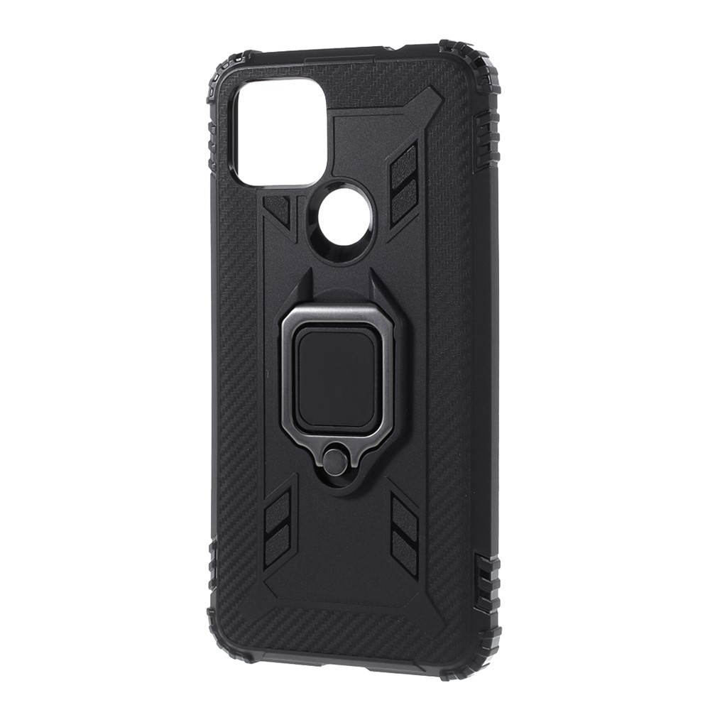 Finger Ring Kickstand TPU Protective Case for Google Pixel 5 XL - Black-3