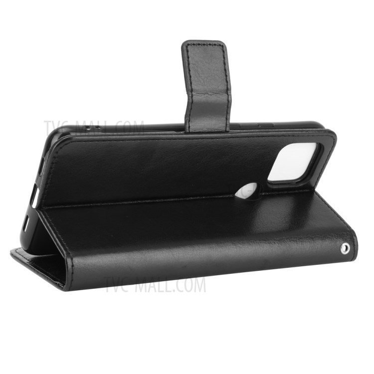 Crazy Horse Skin Leather Shell with Strap for Google Pixel 4a 5G - Black-4
