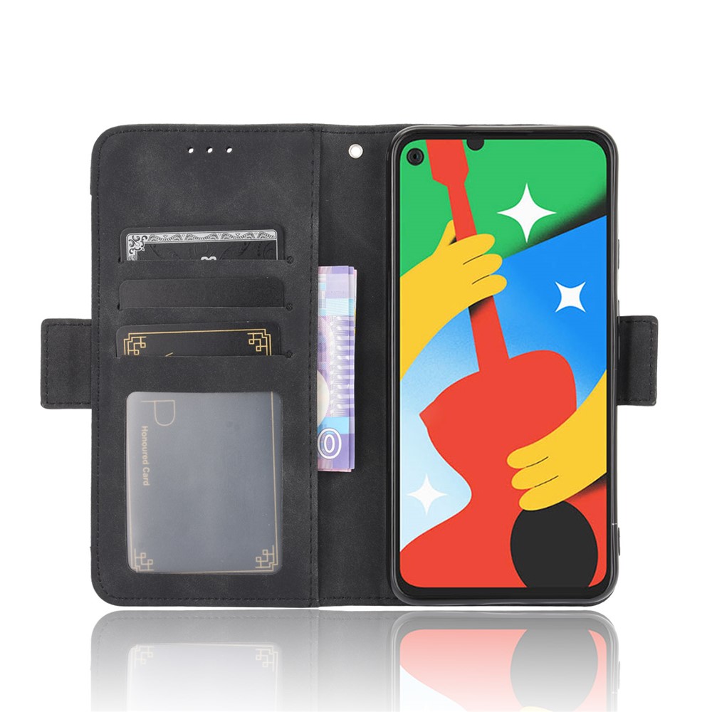 Protector de Cubierta de Billetera de Casos de Cuero de Múltiples Ranuras Para Google Pixel 4a 5G - Negro