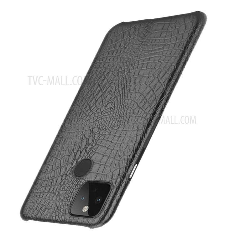 Crocodile Skin PU Leather Coated PC Case for Google Pixel 4a 5G - Black-3