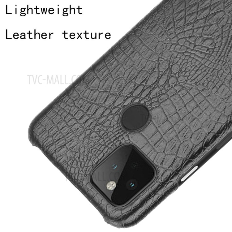 Crocodile Skin PU Leather Coated PC Case for Google Pixel 4a 5G - Black-4