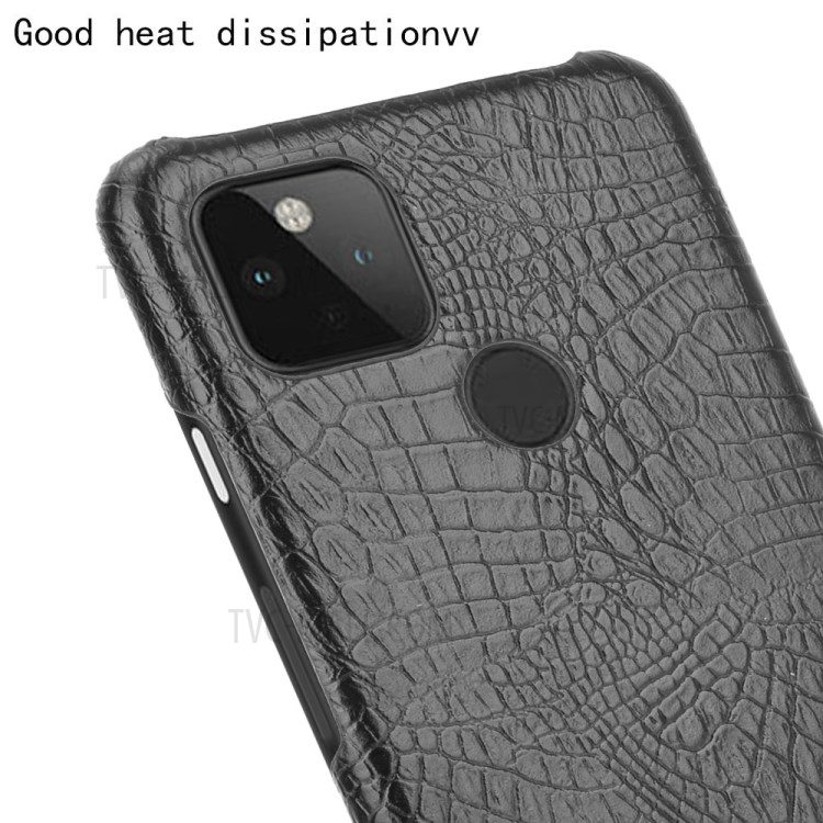 Crocodile Skin PU Leather Coated PC Case for Google Pixel 4a 5G - Black-5