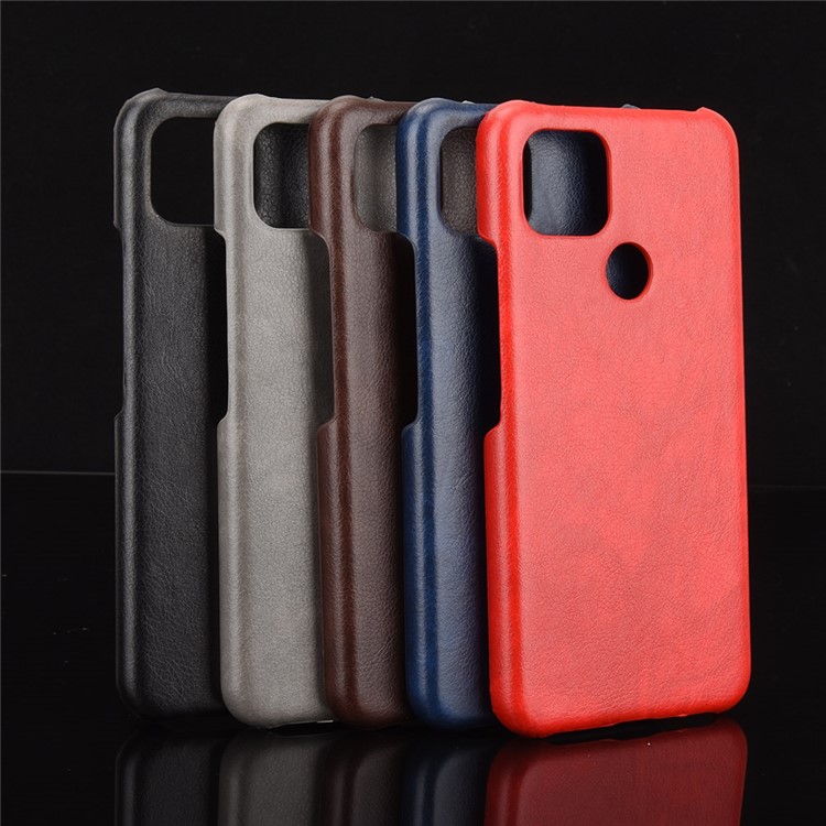 Litchi Texture PU Leather Coated Plastic Protector Hard Cover for Google Pixel 4a 5G - Black-7