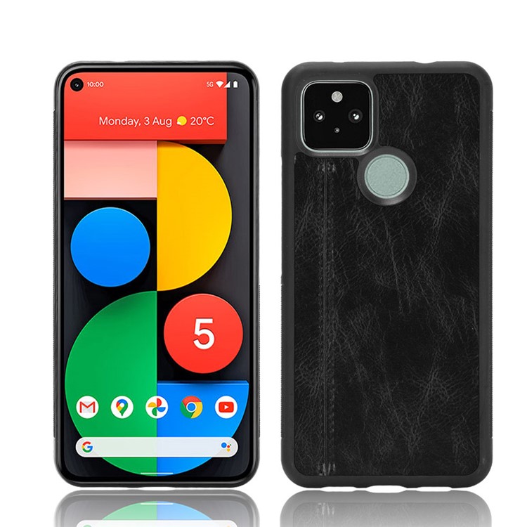 PU Leather Coated PC + TPU Hybrid Phone Shell for Google Pixel 5 - Black-1