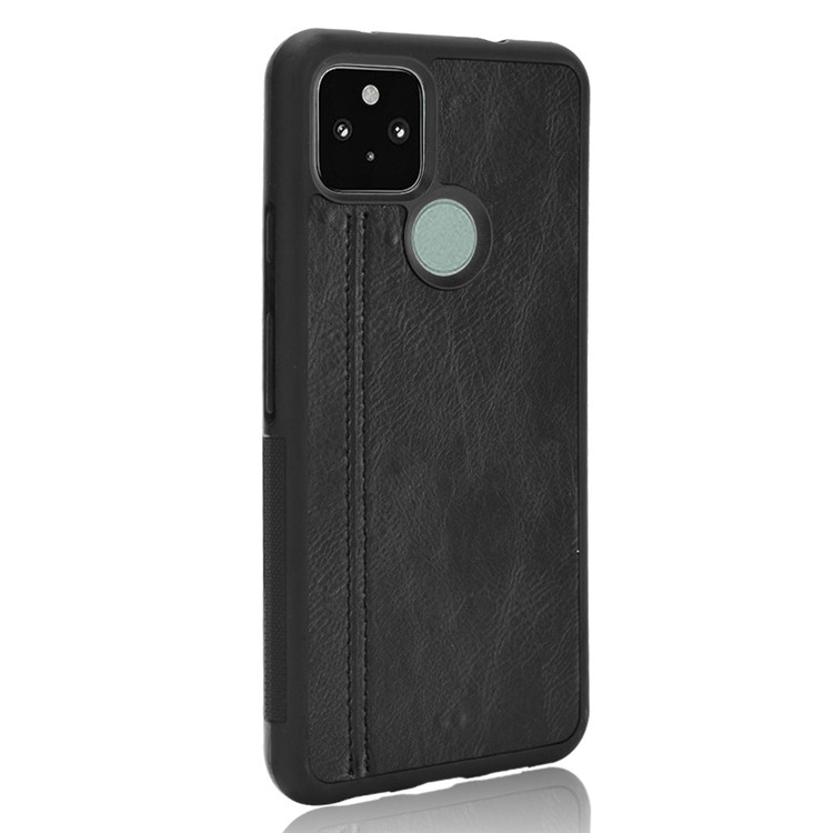PU Leather Coated PC + TPU Hybrid Phone Shell for Google Pixel 5 - Black-6