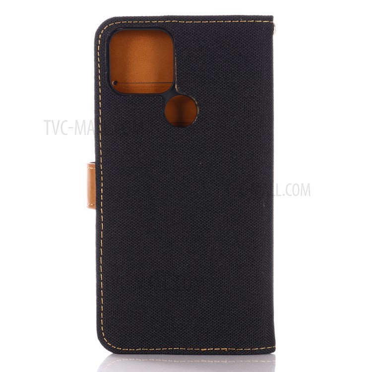 Jeans Cloth Texture Flap Leather Wallet Stand Phone Protector for Google Pixel 5 - Black-2