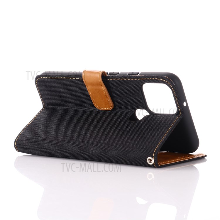 Jeans Cloth Texture Flap Leather Wallet Stand Phone Protector for Google Pixel 5 - Black-5