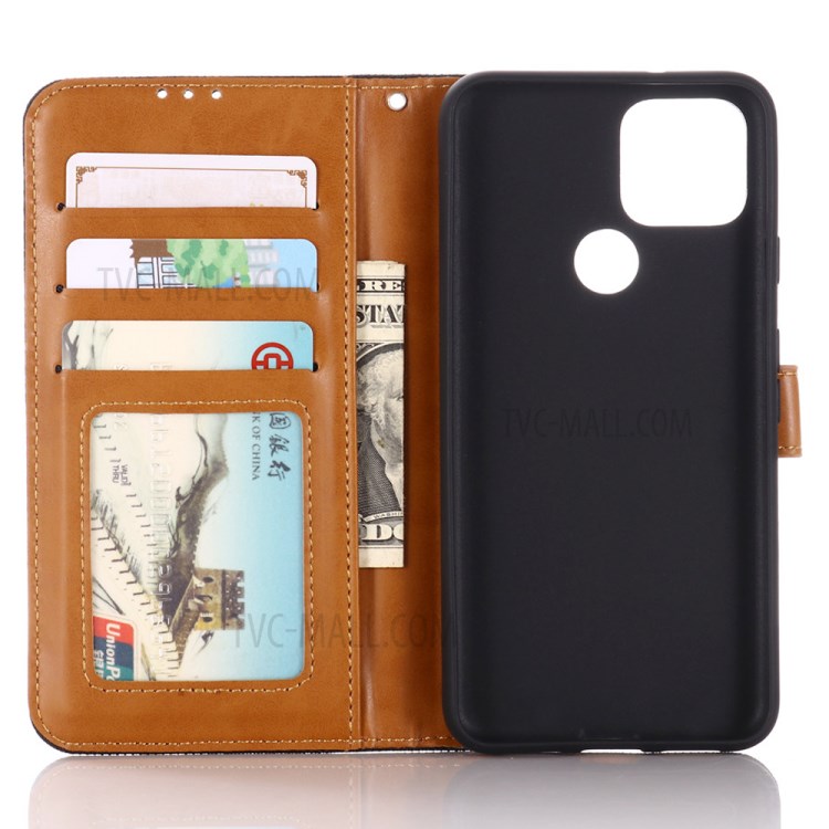 Jeans Cloth Texture Flap Leather Wallet Stand Phone Protector for Google Pixel 5 - Black-7