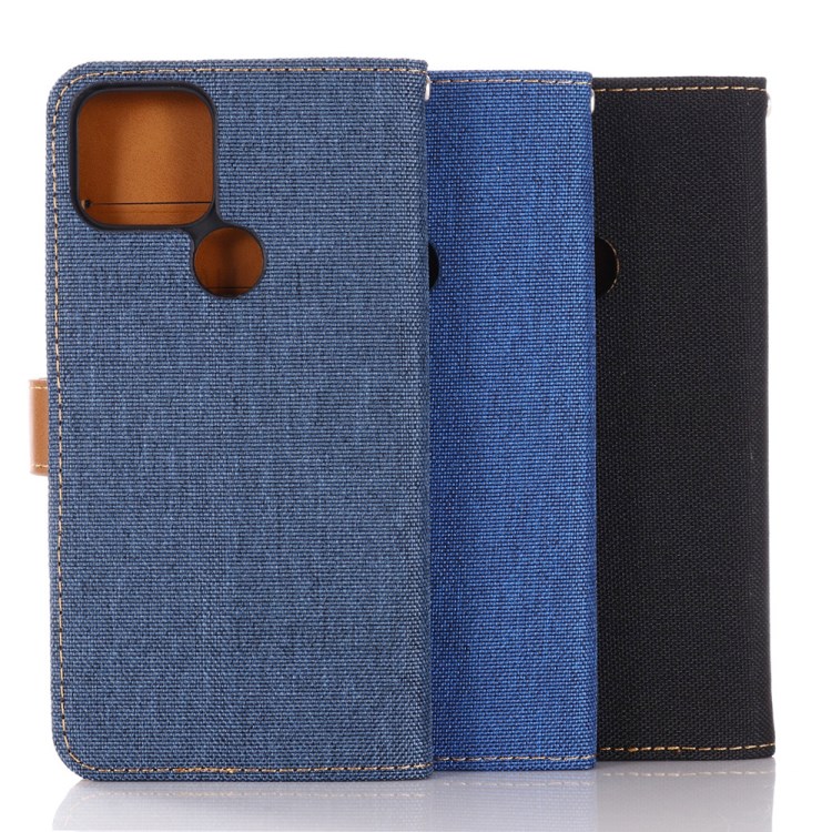 Jeans Cloth Texture Flap Leather Wallet Stand Phone Protector for Google Pixel 5 - Black-9