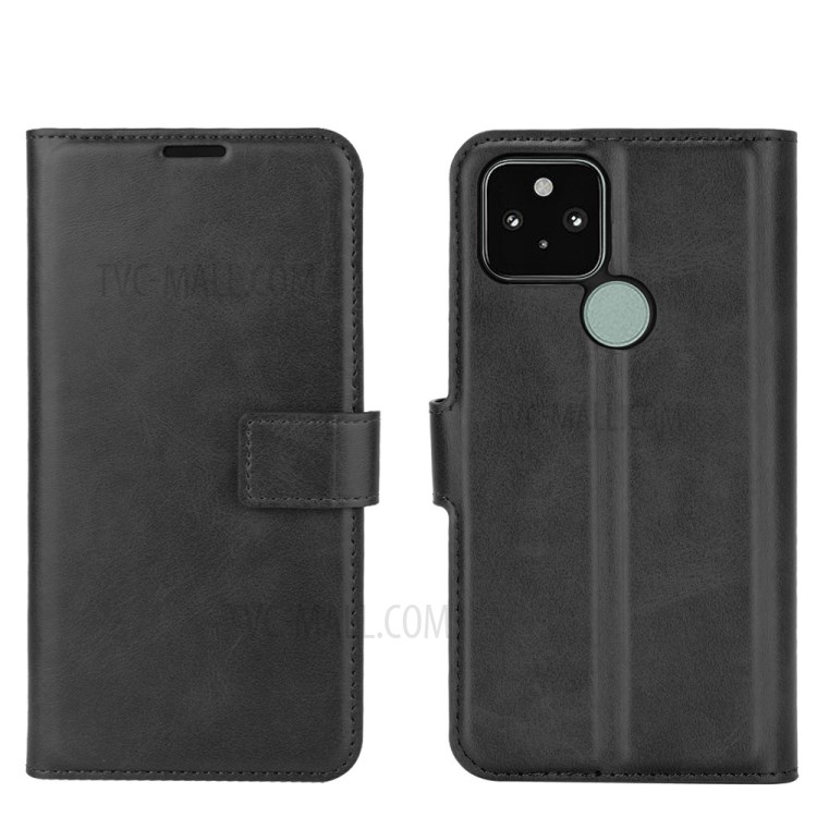 Wallet Stand Leather Mobile Phone Cover for Google Pixel 5 - Black-8