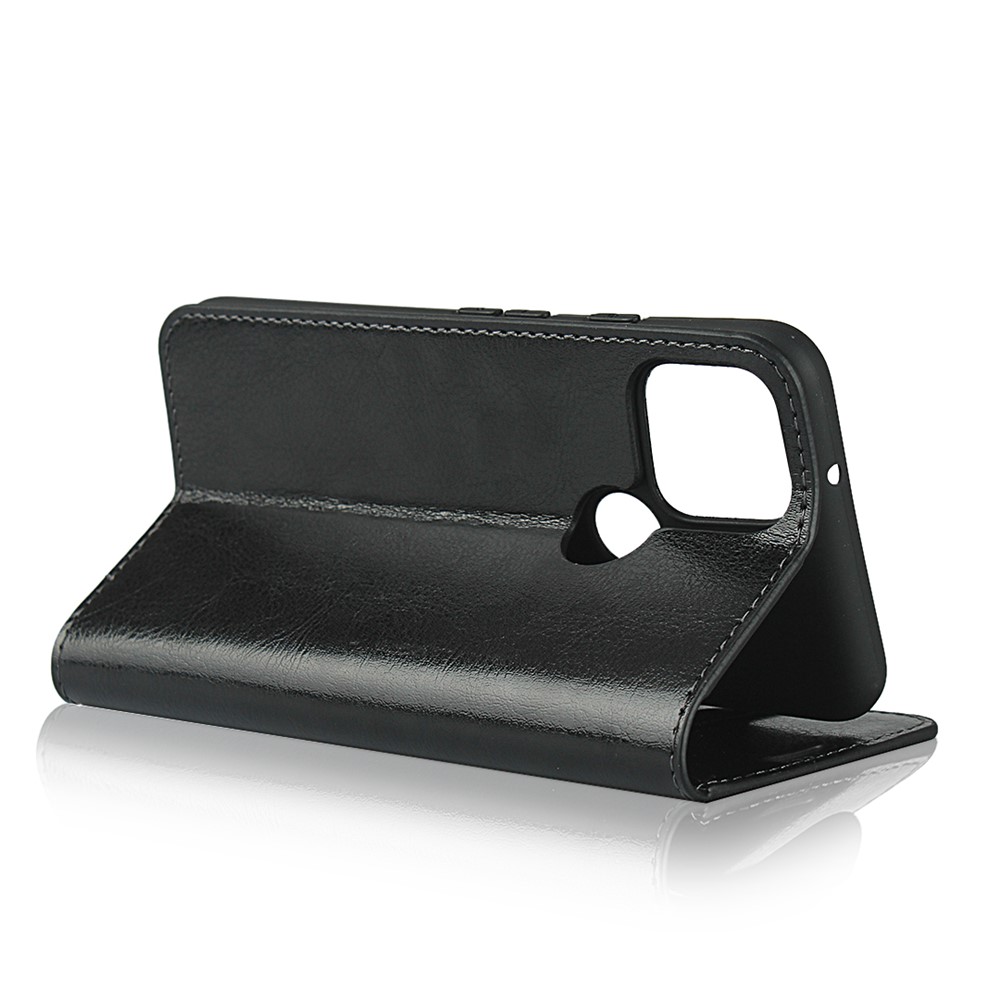 Crazy Horse Genuine Leather Wallet Stand Case for Google Pixel 5 - Black-5