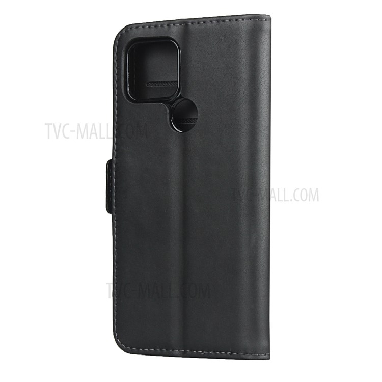 Dual-Magnet-Clasp Design Genuine Leather Wallet Protector Stand Shell for Google Pixel 5 - Black-3