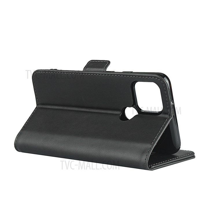 Dual-Magnet-Clasp Design Genuine Leather Wallet Protector Stand Shell for Google Pixel 5 - Black-5
