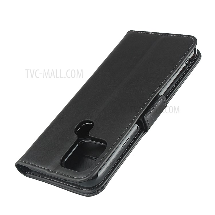Dual-Magnet-Clasp Design Genuine Leather Wallet Protector Stand Shell for Google Pixel 5 - Black-6