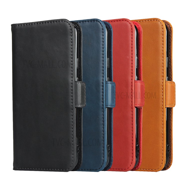 Dual-Magnet-Clasp Design Genuine Leather Wallet Protector Stand Shell for Google Pixel 5 - Black-8
