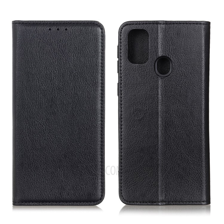 Auto-absorbed Litchi Texture Split Leather Wallet Stand Case Cover for Google Pixel 5a - Black-1