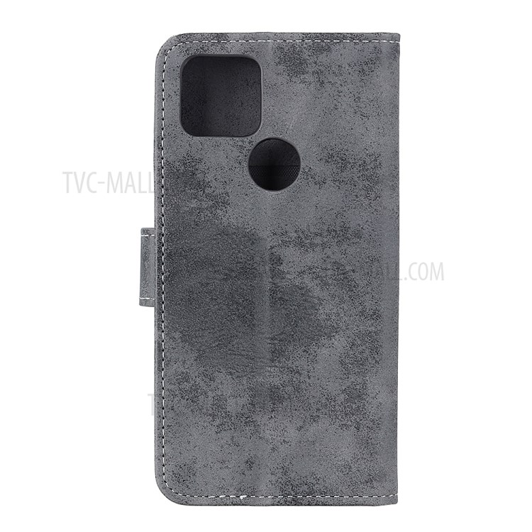 Vintage Style Wallet Design PU Leather Mobile Phone Stand Cover Case for Google Pixel 5a - Grey-2