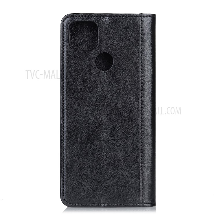Auto Magnet Suction Design Litchi Texture Split Leather Wallet Stand Cover Case for Google Pixel 5a - Black-3