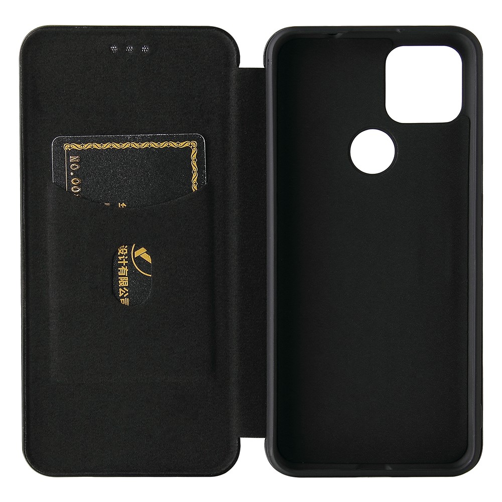 Auto-absorbed Stand Carbon Fiber Texture Leather Shell Cover for Google Pixel 5A - Black-11