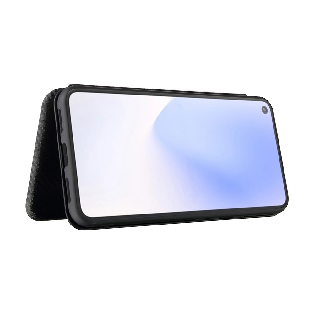 Auto-absorbed Stand Carbon Fiber Texture Leather Shell Cover for Google Pixel 5A - Black-9