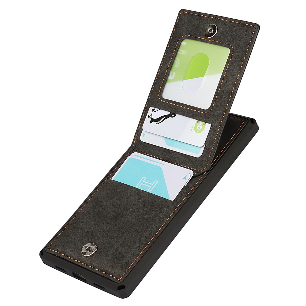 Skin-Touch PU Leather Coated TPU Kickstand Card Slot Design Phone Case with Strap for Google Pixel 4a 5G - Black-11