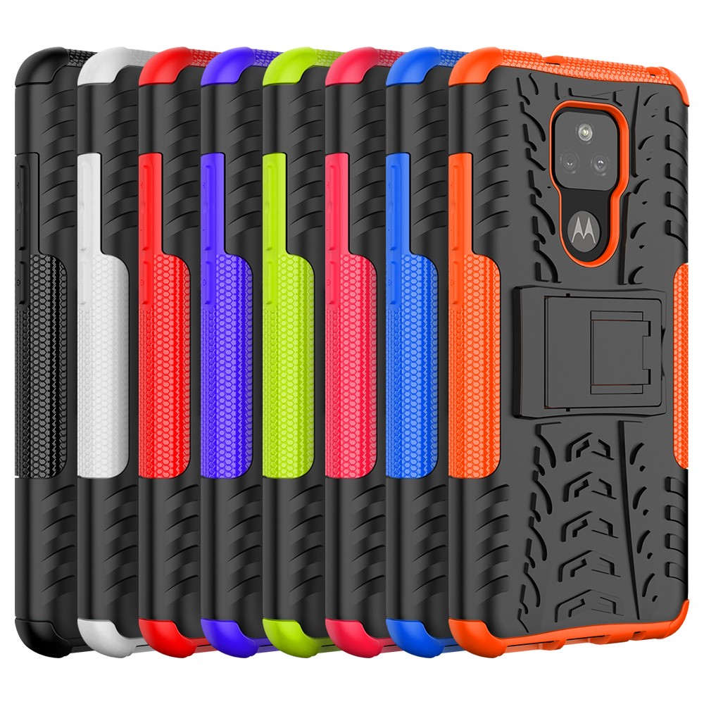 Cool Tyre Pattern PC + TPU Phone Case with Kickstand for Motorola Moto G Play (2021) - Black-10