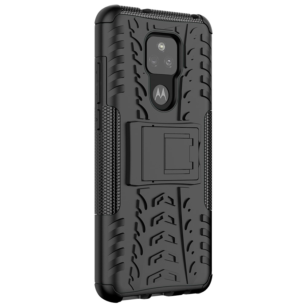 Cool Tyre Pattern PC + TPU Phone Case with Kickstand for Motorola Moto G Play (2021) - Black-3