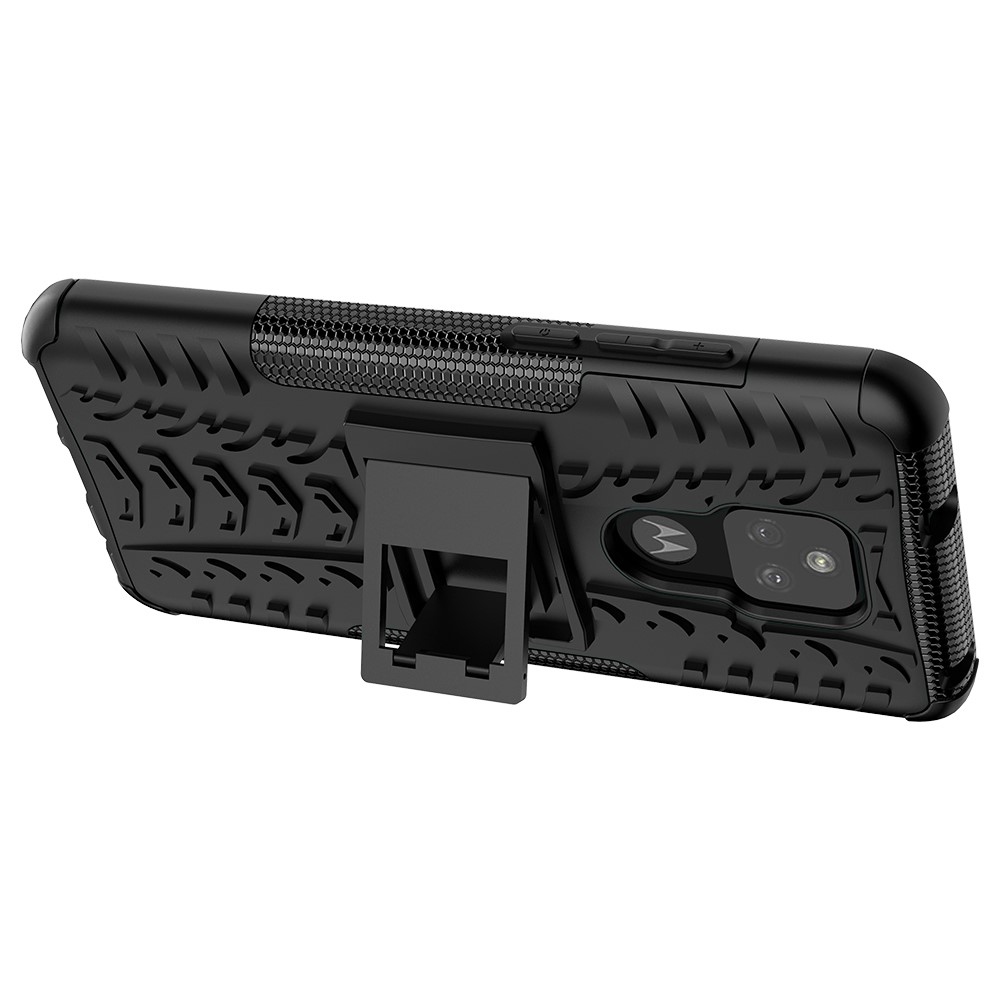 Cool Tyre Pattern PC + TPU Phone Case with Kickstand for Motorola Moto G Play (2021) - Black-5