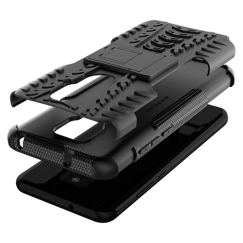 Cool Tyre Pattern PC + TPU Phone Case with Kickstand for Motorola Moto G Play (2021) - Black-7