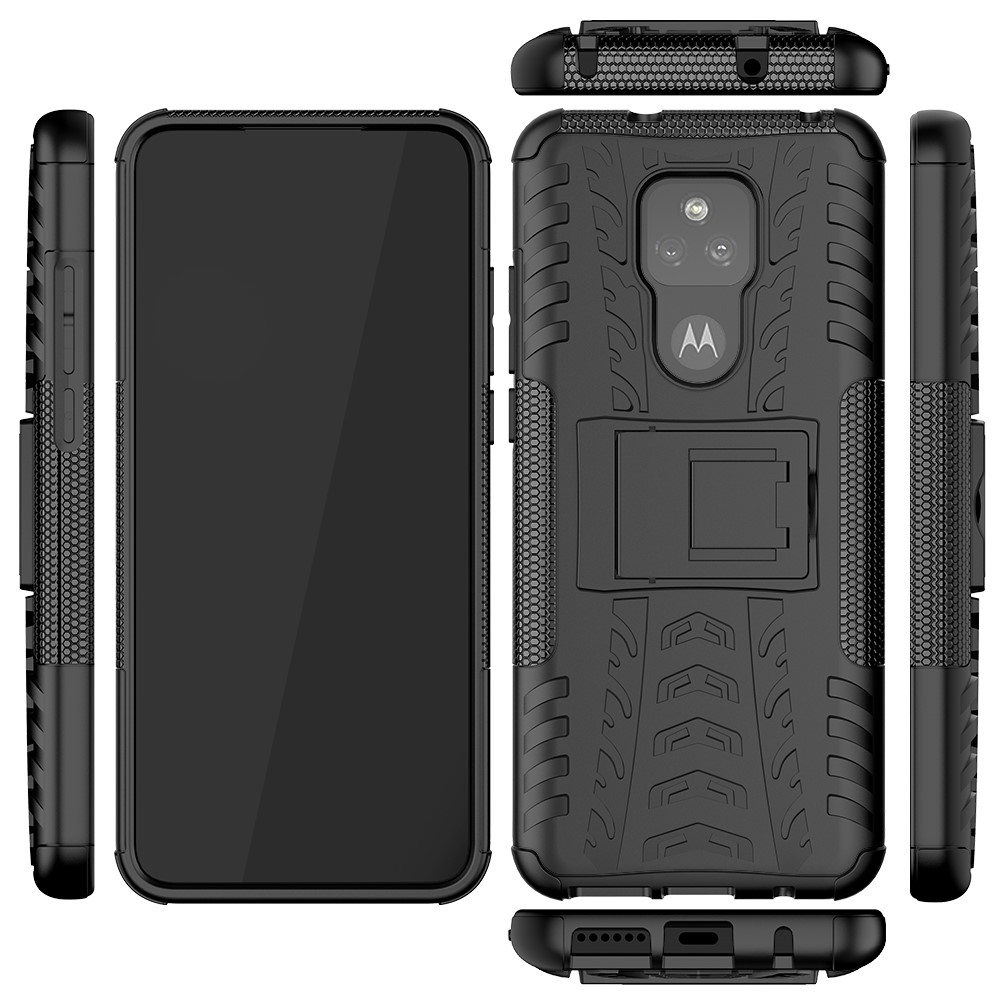 Cool Tyre Pattern PC + TPU Phone Case with Kickstand for Motorola Moto G Play (2021) - Black-8